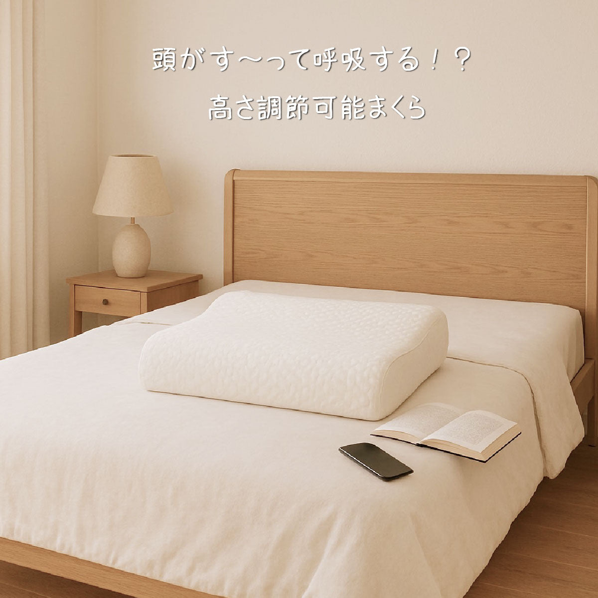 頭がす~って呼吸する高さ調節可能まくら