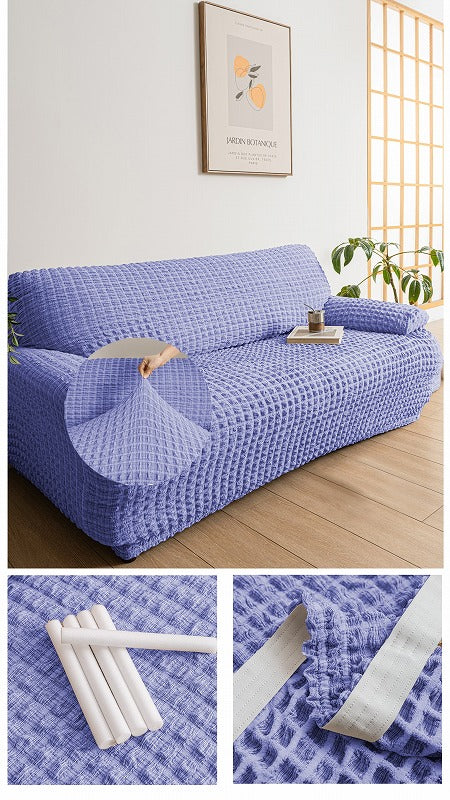 Kamishida Sofa Cover, 2-Seater, With Armrests, Plain, Scandinavian Style, Stretchable, Fit Type, Elastic Material Stretches Well, Anti-Slip, Soft, Prevents Scratches for Dogs and Cats, Super Convenient, Suitable for All Seasons (BL)