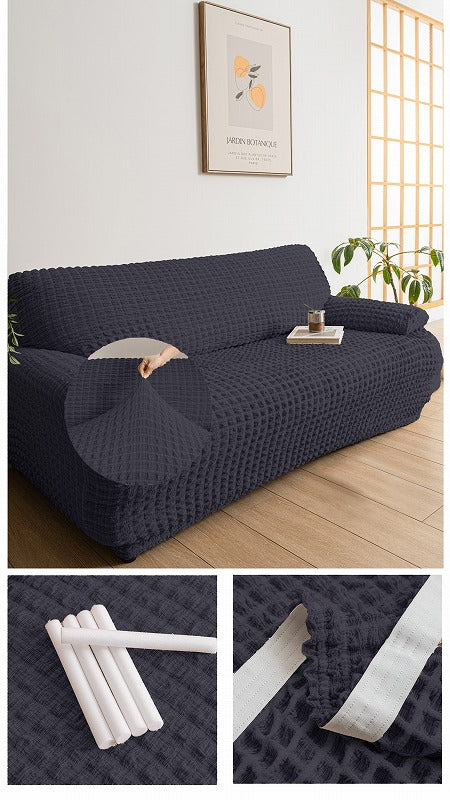 Kamishida Sofa Cover, 2-seater, with armrests, plain, Scandinavian style, stretchy, fitted type, stretchy material, non-slip, soft, prevents scratches for dogs and cats, very convenient, suitable for all seasons (GR)