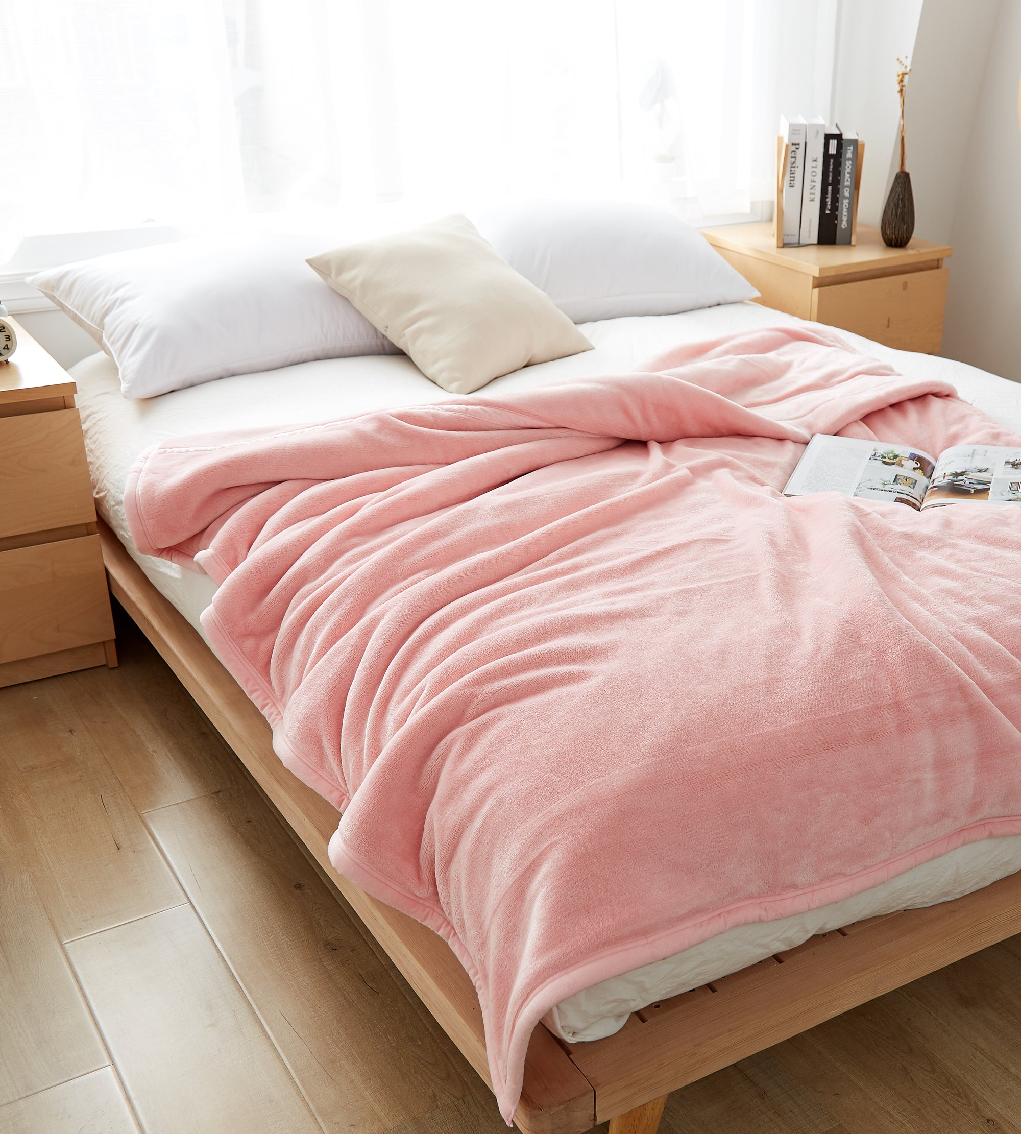 ブランケット 冬用 [暖かくて肌触り抜群] ブランケット シングル ふわふわ 軽量 柔らかい 洗える オールシーズン (ピンク)