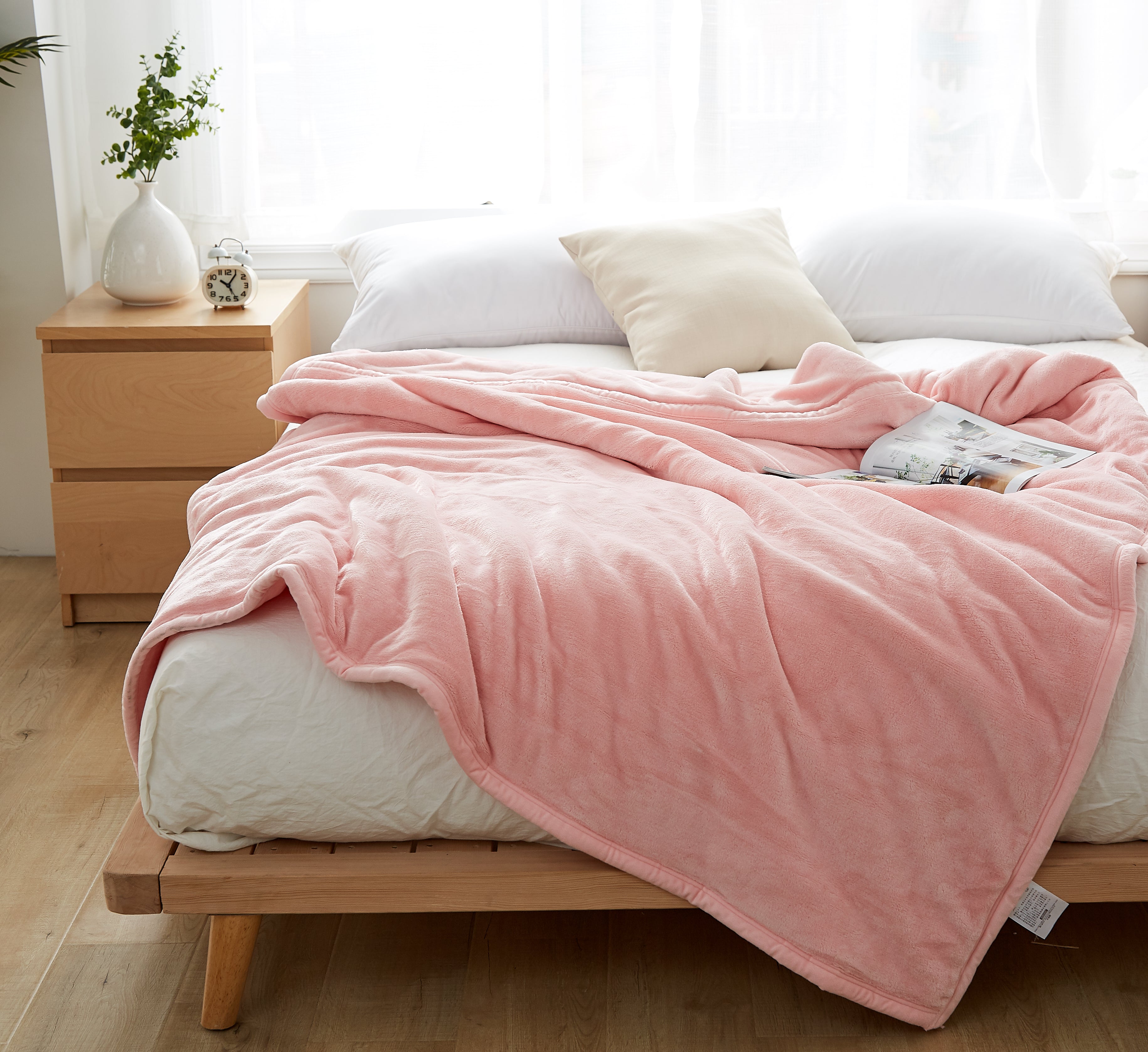 ブランケット 冬用 [暖かくて肌触り抜群] ブランケット シングル ふわふわ 軽量 柔らかい 洗える オールシーズン (ピンク)