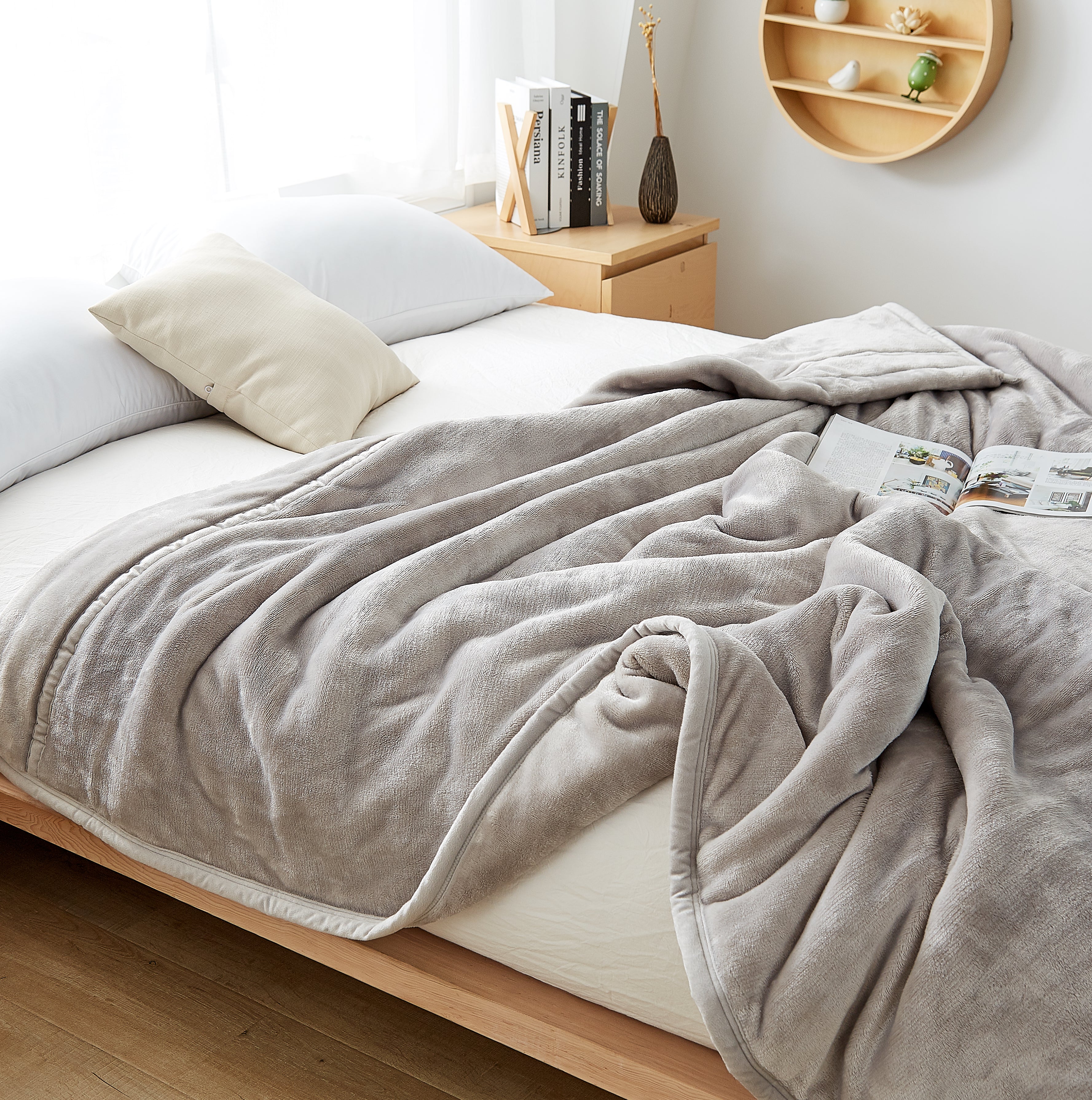 ブランケット 冬用 [暖かくて肌触り抜群] ブランケット シングル ふわふわ 軽量 柔らかい 洗える オールシーズン (グレー)