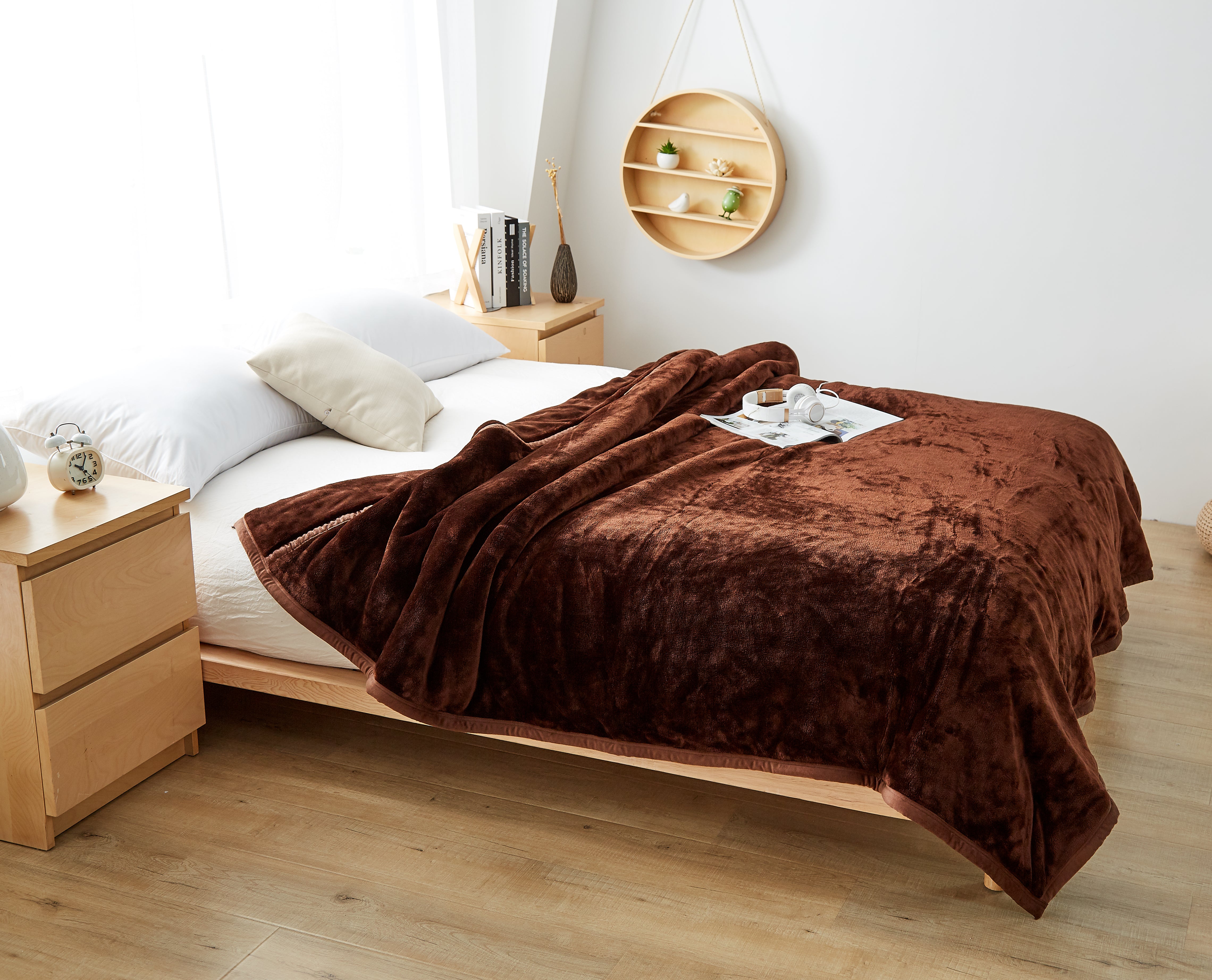 ブランケット 冬用 [暖かくて肌触り抜群] ブランケット シングル ふわふわ 軽量 柔らかい 洗える オールシーズン (赤褐色）