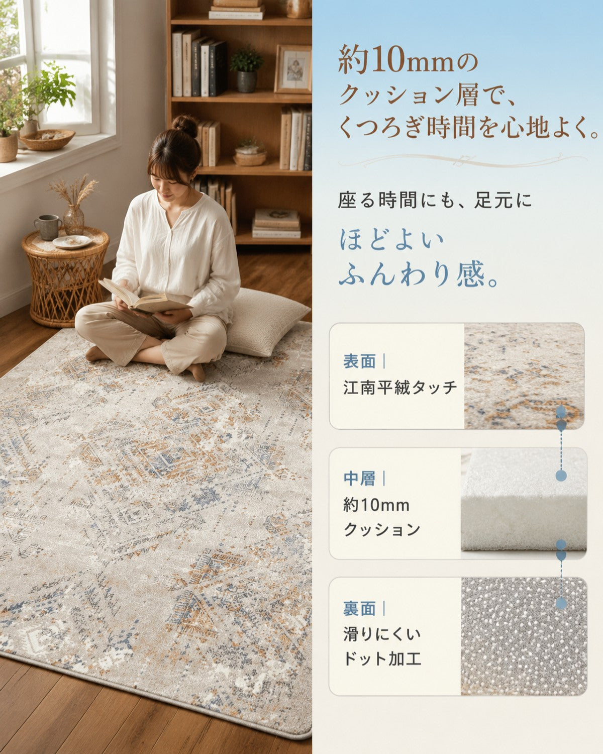 イエロー ダイヤモンド柄 フロアマット 10mm厚手 吸水 防滑 玄関 - 画像 5