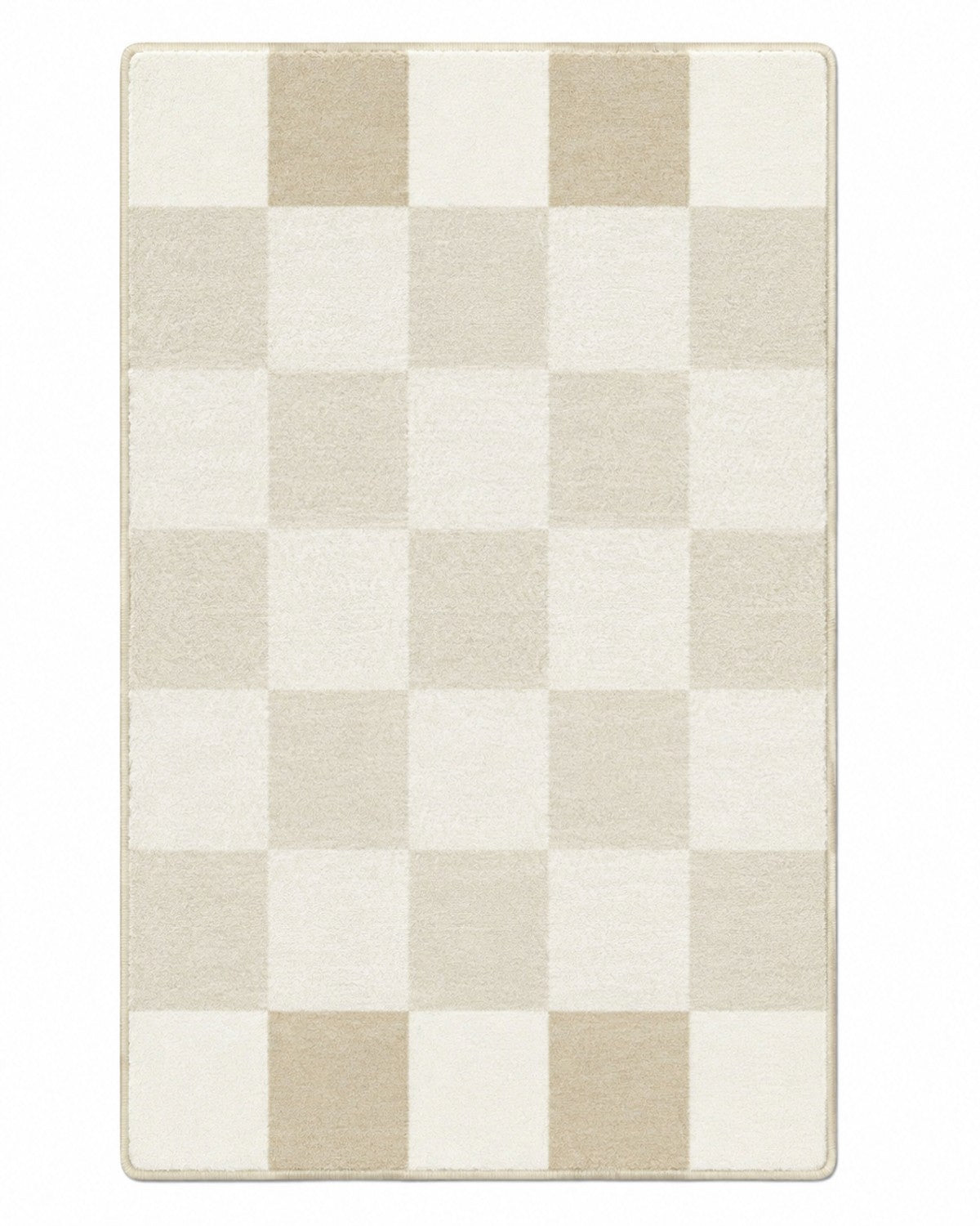 クリーム チェック柄 フロアマット 3mm 吸水 防滑 - 画像 1