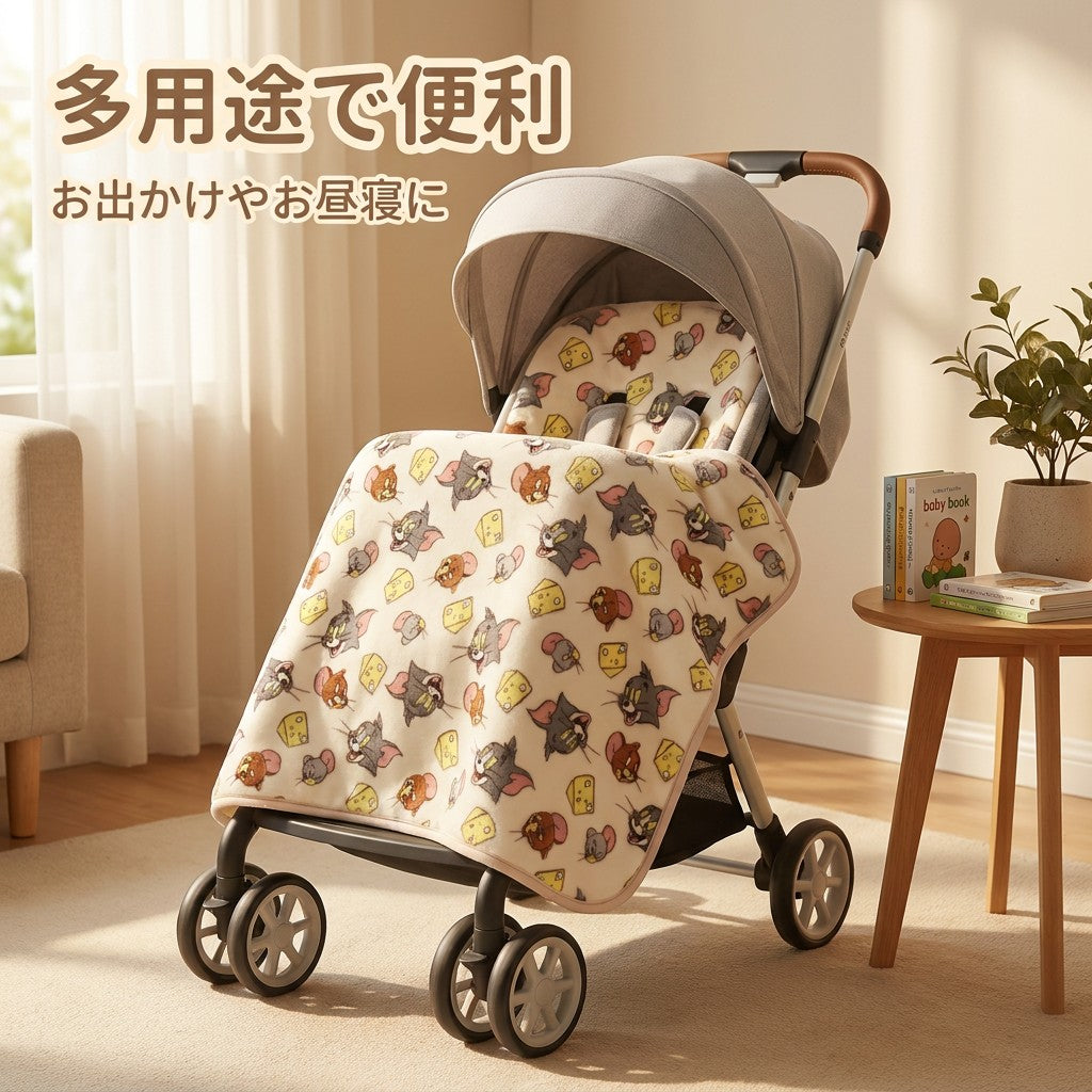 トムとジェリー チーズ柄 ブランケット 子供用 おひるねケット 70×100cm - 画像2