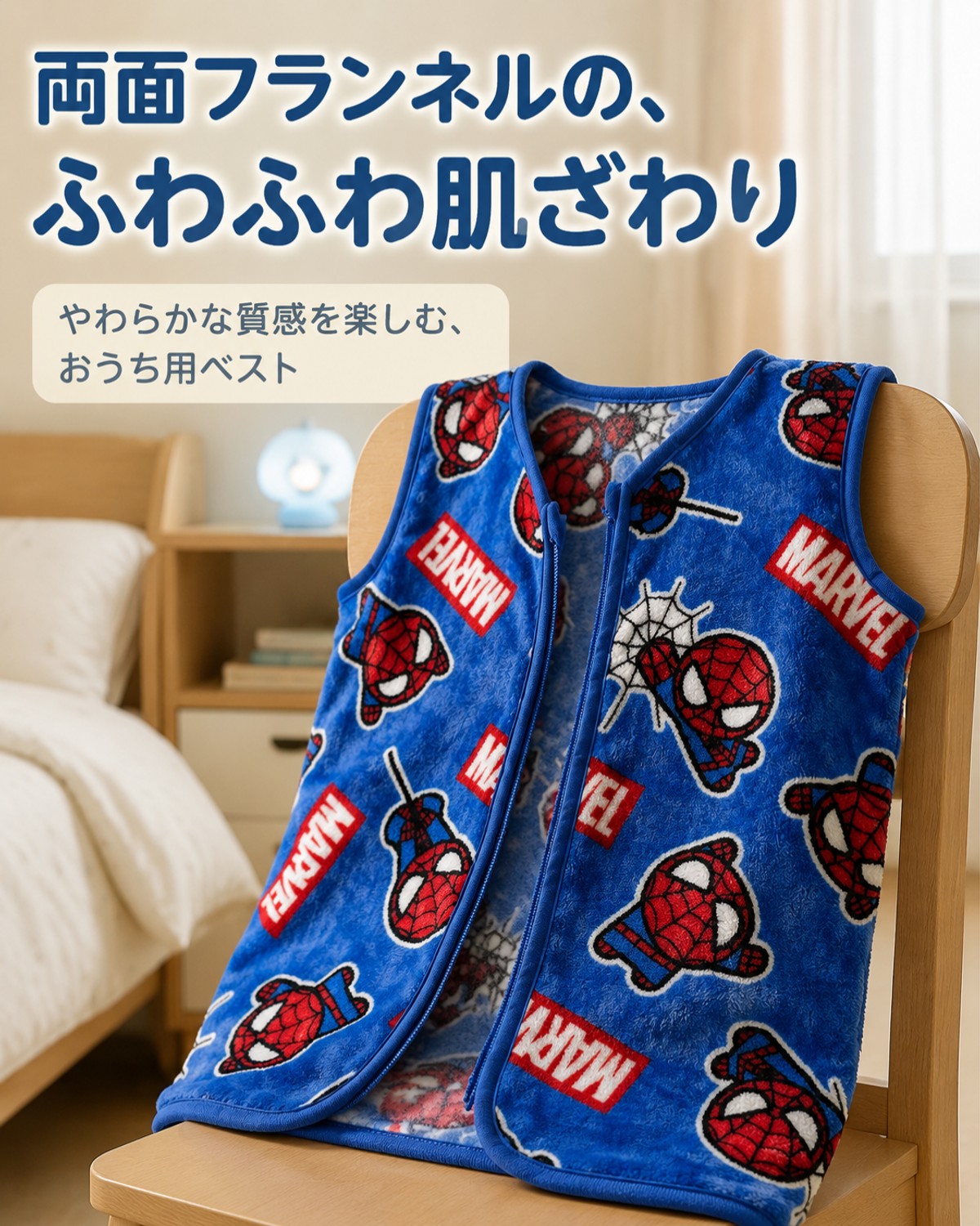 スパイダーマン ロゴ キッズ ジップアップ ベスト - 画像5
