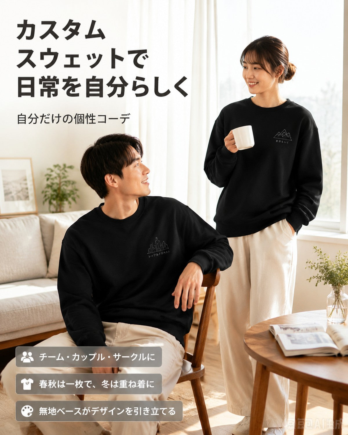 300g 厚手無地クルーネックスウェットシャツ（男女兼用）S-3XL 前後DIYプリントカスタマイズ可能 ゆったりとしたドロップショルダーの無地スウェットシャツ 写真・ロゴ・柄の熱転写 作業着・チームウェア