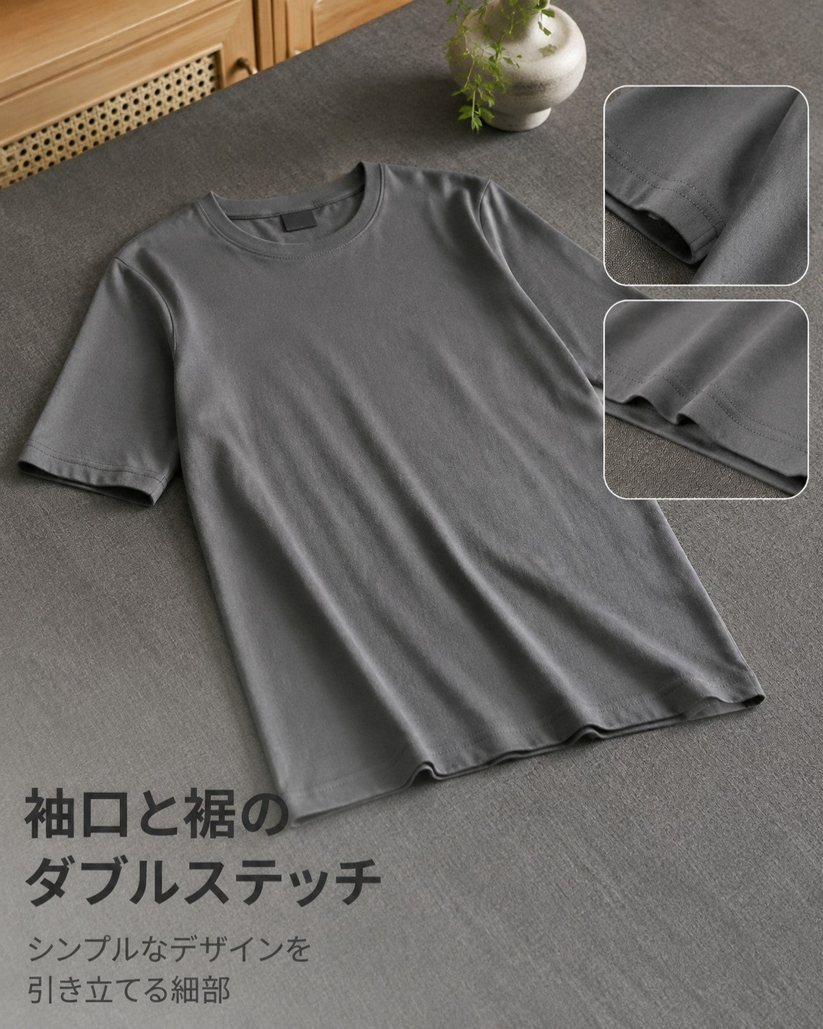 230G コットン リラックスフィット ドロップショルダー 半袖 ベーシック Tシャツ 2604 - 画像 5